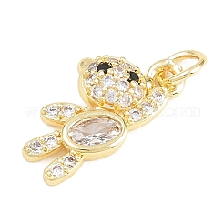Brass Micro Pave Cubic Zirconia Pendants&nbsp;KK-D258-12G