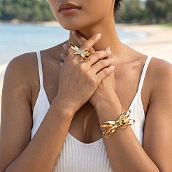 Iron Open Cuff Bangle & Ring Sets for Women&nbsp;WG54863-01