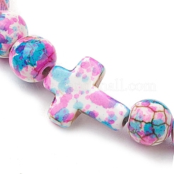 Round Synthetic Turquoise Beaded Stretch Bracelets for Womenm Men&nbsp;BJEW-JB11548-02