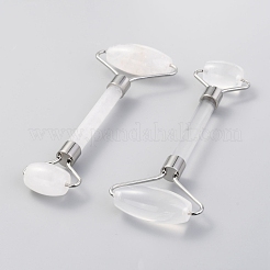 Natural Quartz Crystal Brass Face Massager&nbsp;MRMJ-G009-49P