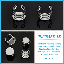 DIY Blank Dome Open Ring Making Kit&nbsp;DIY-UN0005-17