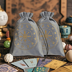 Rectangle Gold Stamping Velvet Tarot Storage Drawstring Bags for Divination&nbsp;ABAG-WH20001-25B