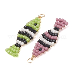 Copper Wired Glass Seed Bead Pendants&nbsp;PALLOY-MZ01301