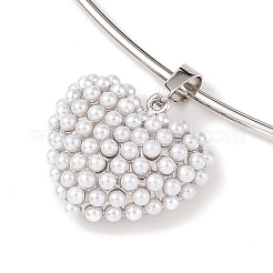 Brass with ABS Imitation Pearl Charm Necklace&nbsp;BJEW-Q350-05C-P