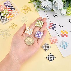 Checkerboard Dangle Earrings DIY Making Kit&nbsp;DIY-OC0008-06
