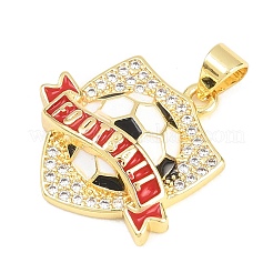 Football Brass Micro Pave Cubic Zirconia Pendants&nbsp;KK-A297-09J-G
