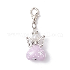Opaque Acrylic Heart Angel Pendant Decorations&nbsp;HJEW-JM04438