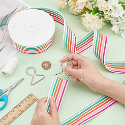 10 Yards Polycotton Striped Ribbon&nbsp;OCOR-WH0003-023