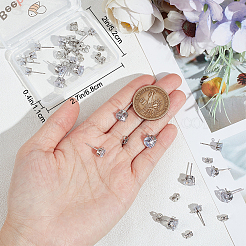 12 Pair 6 Style Diamond Shape Brass Stud Earring Findings&nbsp;KK-BBC0012-77