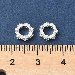 Brass Micro Pave Cubic Zirconia Rondelle European Beads&nbsp;KK-A254-20S