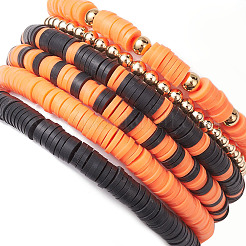 6Pcs 6 Styles Halloween Handmade Polymer Clay Beaded Stretch Bracelets Sets&nbsp;X1-BJEW-TA00490