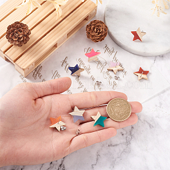 10 Pair 10 Color Transparent Resin & Wood Stud Earring Findings&nbsp;DIY-FW0001-09