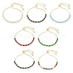 Rectangle Brass Micro Pave Cubic Zirconia Slider Bracelets&nbsp;KK-A305-02G