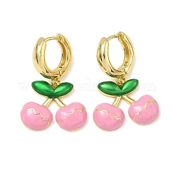Brass & Enamel Hoop Dangle Earrings for Women&nbsp;EJEW-A167-20G-01
