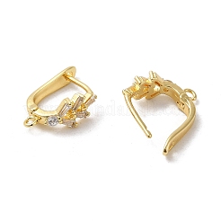 Flower Shape Rack Plating Brass Micro Pave Cubic Zirconia Hoop Earrings Finding&nbsp;KK-E084-47G