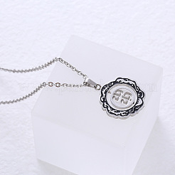 Vintage 304 Stainless Steel Enamel Black Flower Pendant Necklaces for Women&nbsp;MU3860