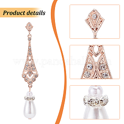 2 Pairs 2 Colors Plastic Pearl Dangle Stud Earrings with Rhinestone&nbsp;EJEW-AN0004-19