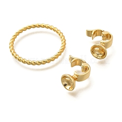 Flat Round Rack Plating Brass Fold Over Clasps&nbsp;KK-S508-20G
