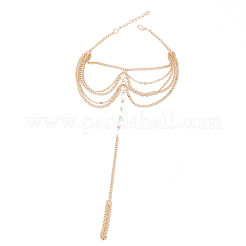 Alloy & Faceted Plastic Beads MultiLayer Tassel Toe Ring Anklets for Women&nbsp;FS-WG23F33-02