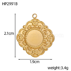 Flower 304 Stainless Steel Pendants Cabochon Settings&nbsp;STAS-OY007-09G