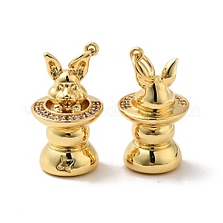 Rack Plating Brass Micro Pave Clear Cubic Zirconia Pendants&nbsp;KK-H431-03G