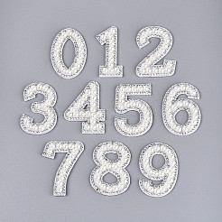 10Pcs ABS Plastic Imitation Pearl & Rhinestone & Cloth Number Cloth Patches&nbsp;PATC-T001-02M