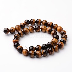 Round Natural Tiger Eye Bead Strands&nbsp;G-J346-13-10mm