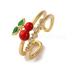 Brass Micro Pave Cubic Zirconia Adjustable Open Cuff Rings for Women&nbsp;RJEW-U057-17C-G