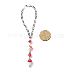 Mushroom Handmade Lampwork Pendant Decorations&nbsp;HJEW-JM00754