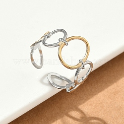 304 Stainless Steel Double Color Cuff Rings&nbsp;RJEW-S635-01GP-G