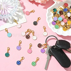 60Pcs 12 Colors Smiling Face Alloy Enamel Pendant Decoration&nbsp;HJEW-YW00046