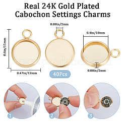 40Pcs 304 Stainless Steel Pendant Cabochon Settings&nbsp;STAS-BBC0006-24A-G