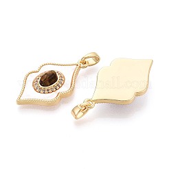 Natural Tiger Eye with Shell Pendants&nbsp;KK-N287-12G-03