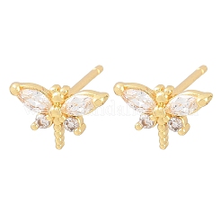 Brass Micro Pave Cubic Zirconia Stud Earrings for Women&nbsp;KK-A305-08G-02