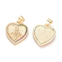 Brass Micro Pave Cubic Zirconia Pendants&nbsp;KK-I657-35G