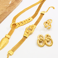 Iron Interlocking Link Bracelets & Earrings & Necklaces & Rings Sets for Women&nbsp;FD7483