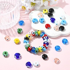 45Pcs 9 Colors Handmade Evil Eye Lampwork Beads&nbsp;LAMP-CJ0003-11