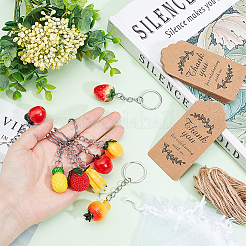 28Pcs 7 Style Fruit Resin Pendants Keychains&nbsp;KEYC-PH0001-60