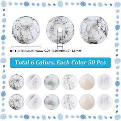 300Pcs 6 Colors Baking Paint & Spray Painted Crackle Glass Round Beads&nbsp;DGLA-LT0001-08