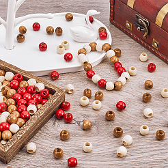 180Pcs 3 Colors Dyed Wood European Beads&nbsp;WOOD-GF0002-08