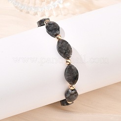 Horse Eye Natural Larvikite/Hematoid Quartz/Green Aventurine & Electroplate Non-magnetic Synthetic Hematite Beads Stretch Bracelets for Women&nbsp;BJEW-JB14076