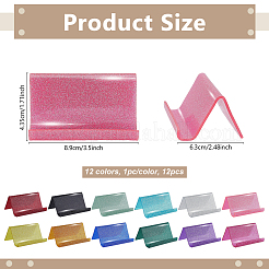 12Pcs 12 Colors Glitter Acrylic Business Card Holder&nbsp;AJEW-WA0004-92