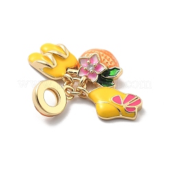 Rack Plating Brass Cubic Zirconia European Dangle Charms&nbsp;KK-Q017-35G