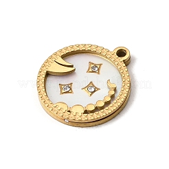 12 Constellations 304 Stainless Steel & Natural Shell & Rhinestone Pendants&nbsp;SA-CBAA9A2-06G-01