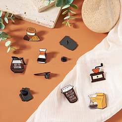 9Pcs 9 Styles Coffee Theme Enamel Pins&nbsp;JEWB-TA0001-33