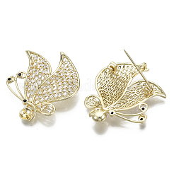 Brass Micro Pave Cubic Zirconia Brooch Findings&nbsp;KK-R136-001-NF