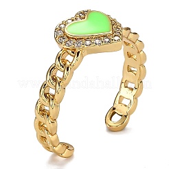 Brass Micro Pave Clear Cubic Zirconia Cuff Rings&nbsp;RJEW-B0007-01G