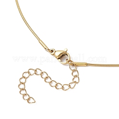 Handmade Flower Printed Porcelain Round Beaded 304 Stainless Steel Snake Chain Necklaces&nbsp;NJEW-JN05361