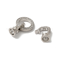 Rack Plating Round Ring Brass Micro Pave Cubic Zirconia Fold Over Clasps&nbsp;KK-F873-22P-01B