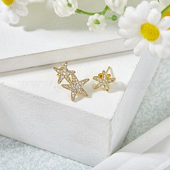 1 Set Brass Micro Pave Clear Cubic Zirconia Stud Earrings&nbsp;EJEW-SZ0002-10